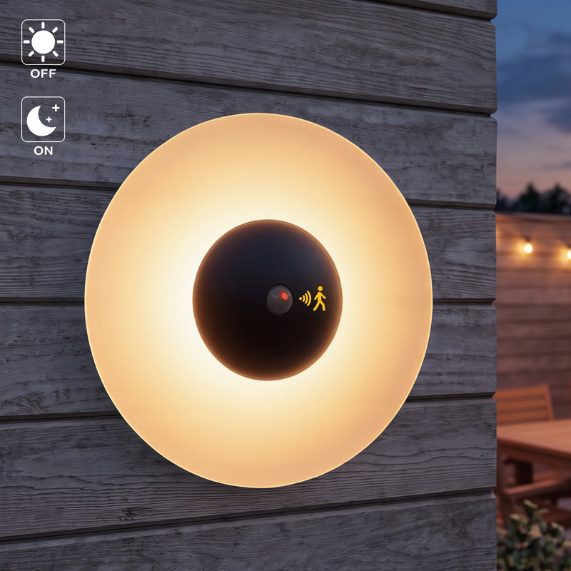 C Cattleya 11.75-Inch Matte Black and White Motion Sensor Outdoor LED Wall Sconce,3000K Warm White