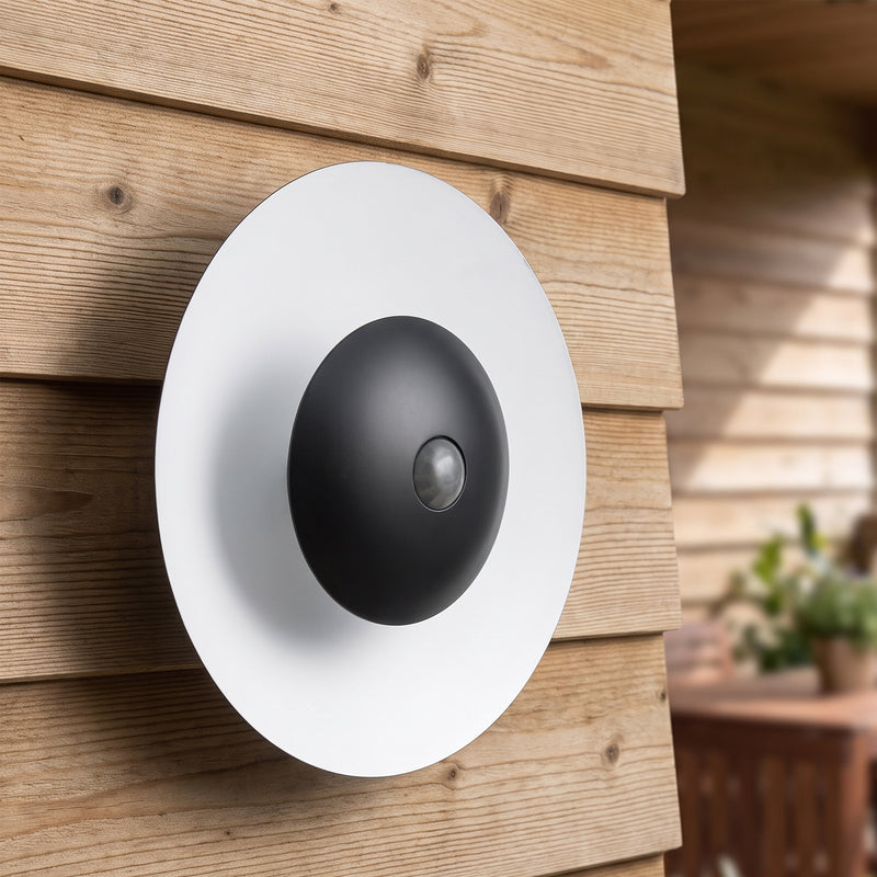 C Cattleya 11.75-Inch Matte Black and White Motion Sensor Outdoor LED Wall Sconce,3000K Warm White