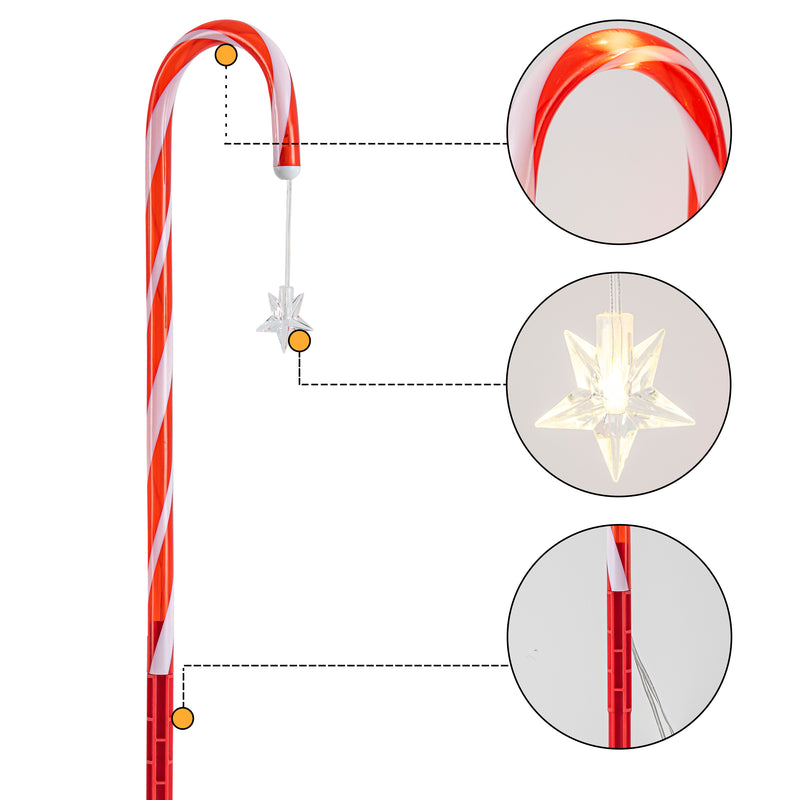 C Cattleya 20-Inch Christmas Candy Cane Led Outdoor Pathway Stake Lights with 10 Lighting Modes(12-Pack)