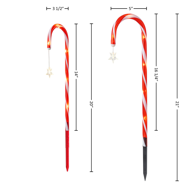 C Cattleya 20-Inch Christmas Candy Cane Led Outdoor Pathway Stake Lights with 10 Lighting Modes(12-Pack)