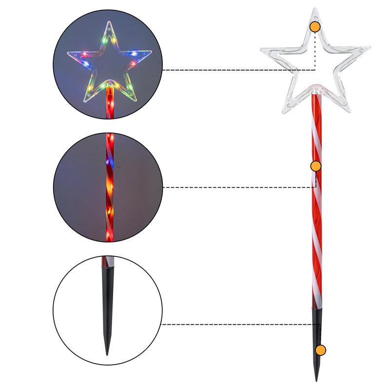 C Cattleya 20.75" Christmas Star-Shaped Outdoor LED Pathway Stake Lights with 10 Lighting Modes, 10-Pack