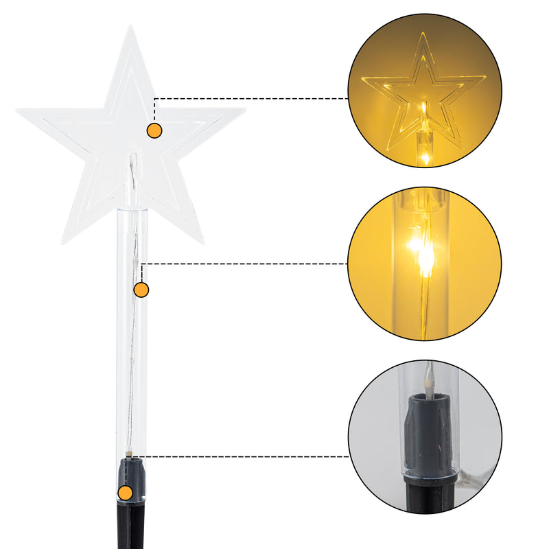 C Cattleya 20.75" Christmas Star-Shaped Outdoor LED Pathway Stake Lights with 10 Lighting Modes, 8-Pack