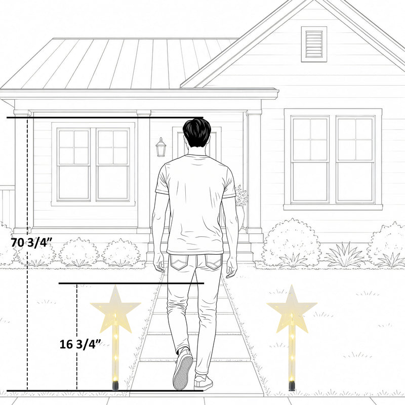 C Cattleya 20.75" Christmas Star-Shaped Outdoor LED Pathway Stake Lights with 10 Lighting Modes, 8-Pack
