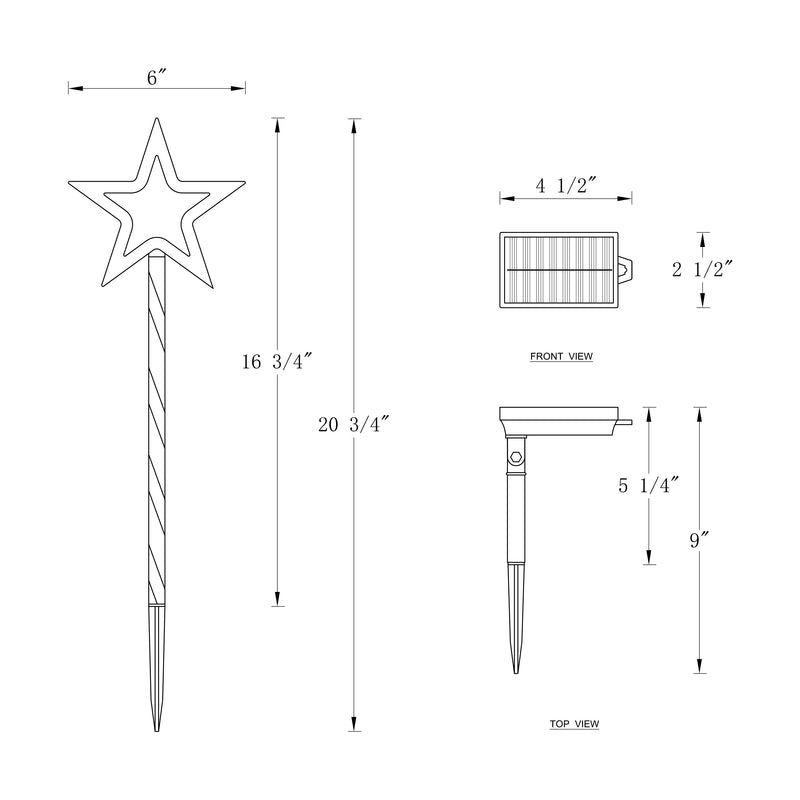 C Cattleya 20.75" Christmas Star-Shaped Outdoor LED Pathway Stake Lights with 10 Lighting Modes, 8-Pack