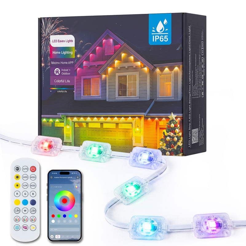 C Cattleya 100FT Permanent Outdoor Light with APP/Remote Control,RGB & IC LED String Light for House