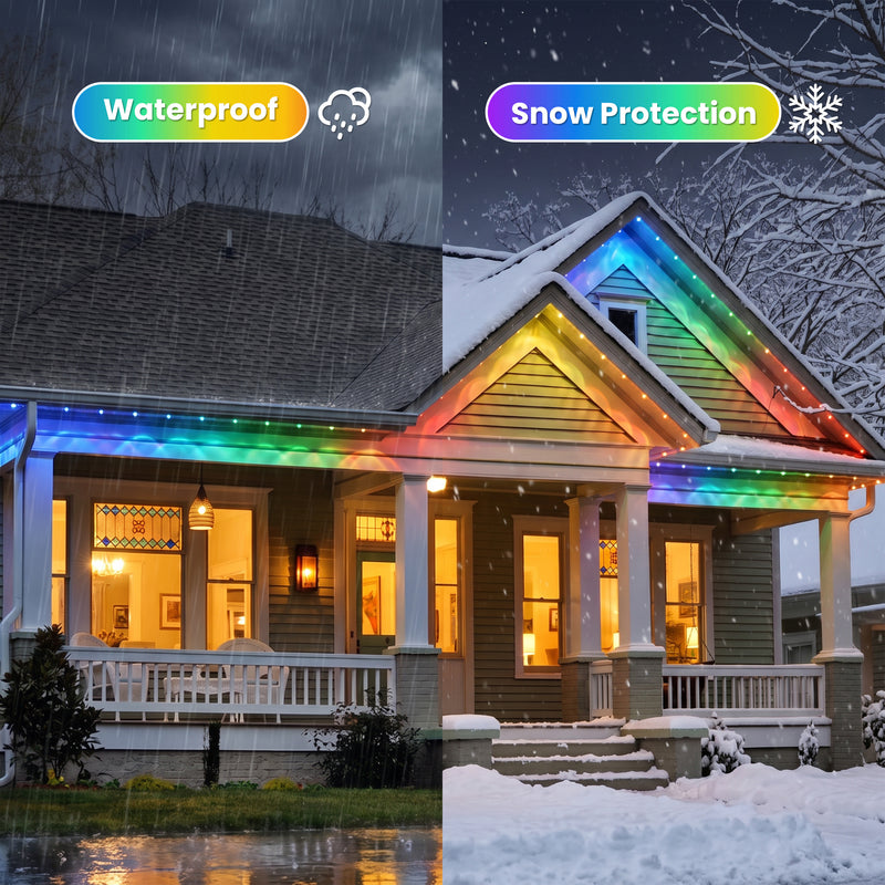 C Cattleya 150FT Permanent Outdoor Light with APP/Remote Control,RGB & IC LED String Light for House