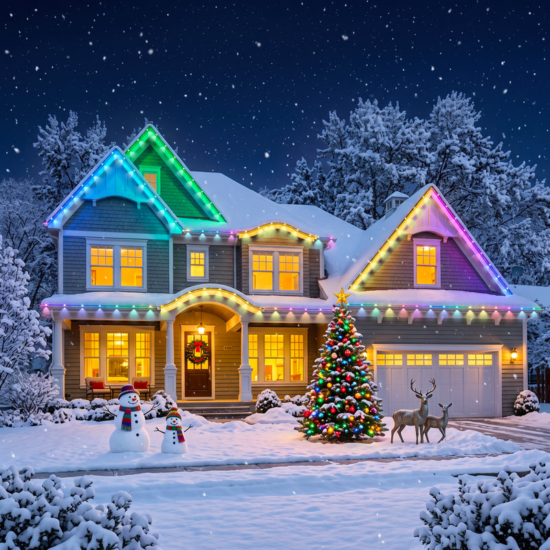 C Cattleya 150FT Permanent Outdoor Light with APP/Remote Control,RGB & IC LED String Light for House