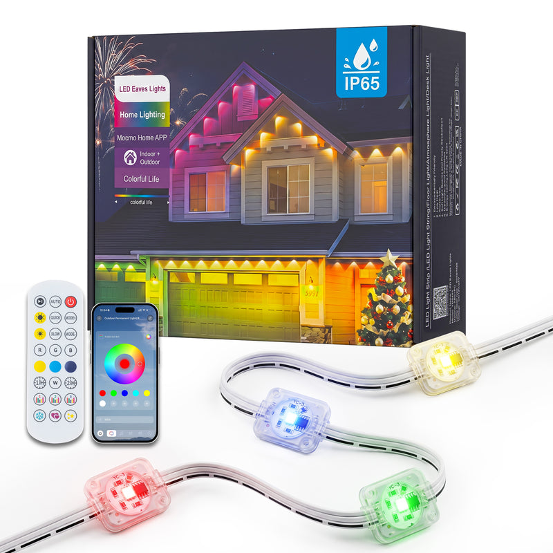 C Cattleya 200FT Permanent Outdoor Light with APP/Remote Control,RGB & IC LED String Light for House