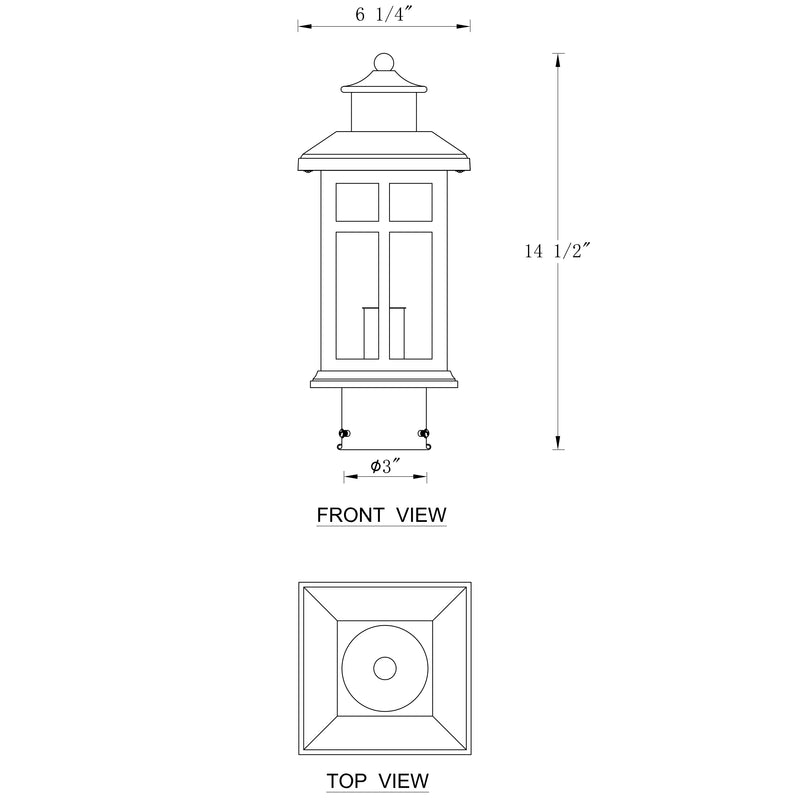 C Cattleya 14.5" Matte Black Outdoor Post Lantern with Grid Frame and Water Ripple Glass