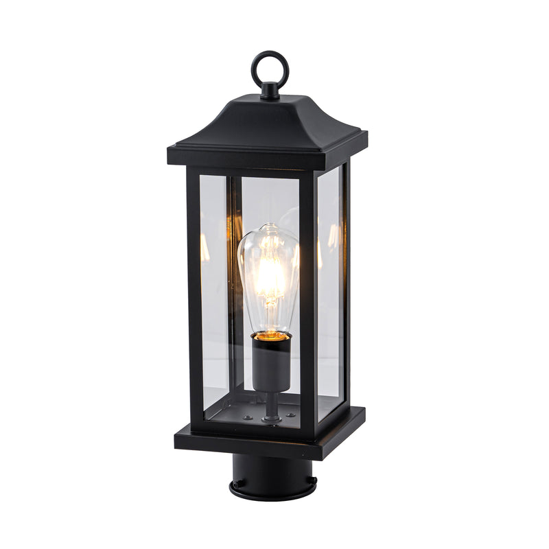 C Cattleya 17" Matte Black Outdoor Post Lantern with Clear Tempered Glass