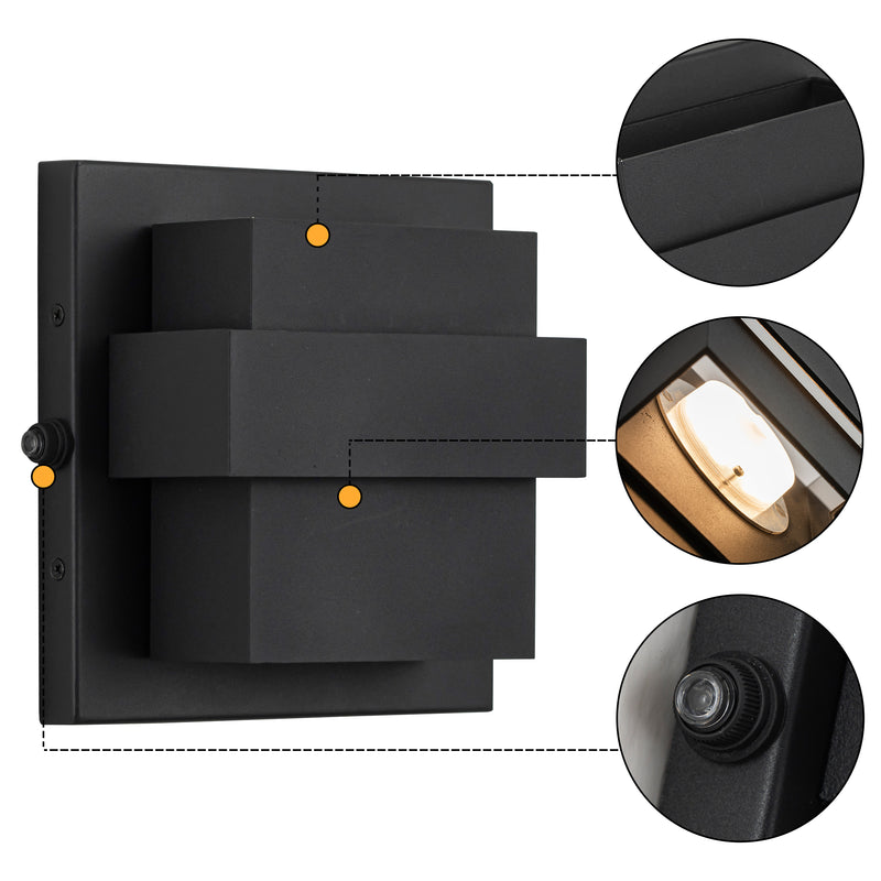 C Cattleya 7-Inch Matte Black Dusk to Dawn LED Outdoor Wall Light,Up & Down Lighting