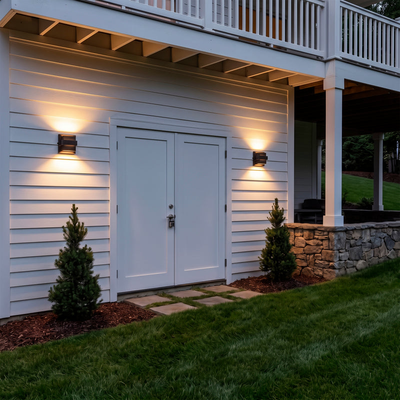C Cattleya 7-Inch Matte Black Dusk to Dawn LED Outdoor Wall Light,Up & Down Lighting