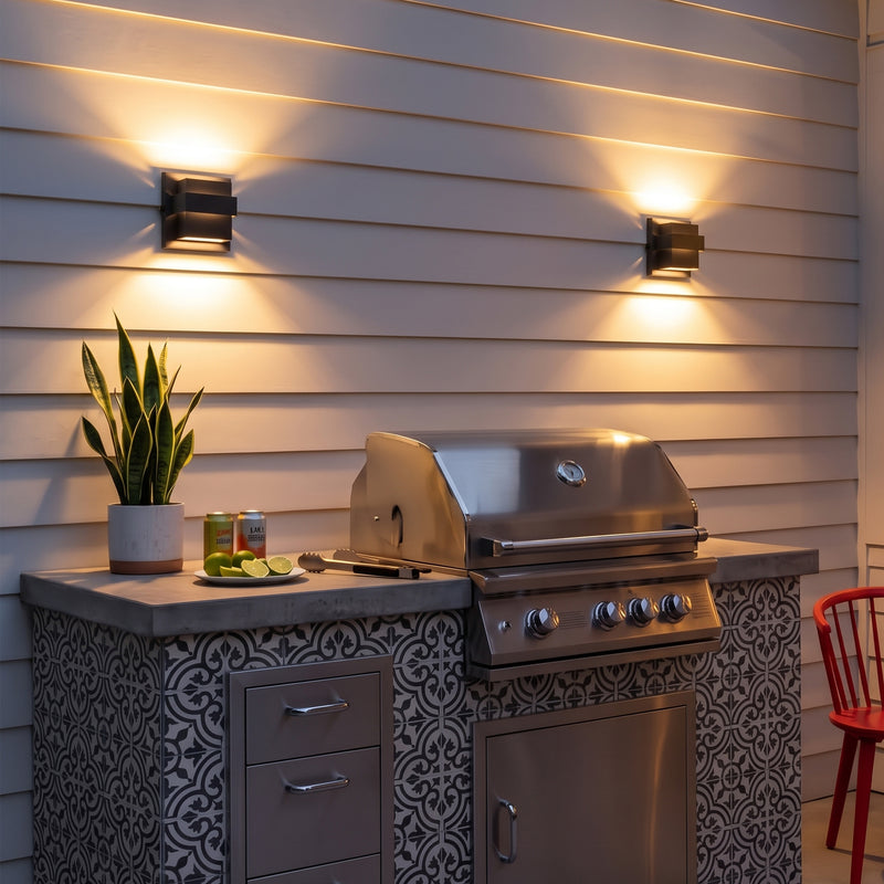C Cattleya 7-Inch Matte Black Dusk to Dawn LED Outdoor Wall Light,Up & Down Lighting