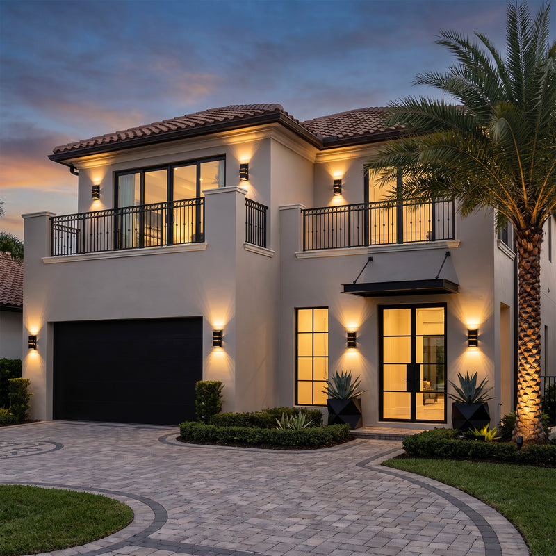 C Cattleya 13-Inch Matte Black Dusk to Dawn LED Outdoor Wall Light,Up & Down Lighting