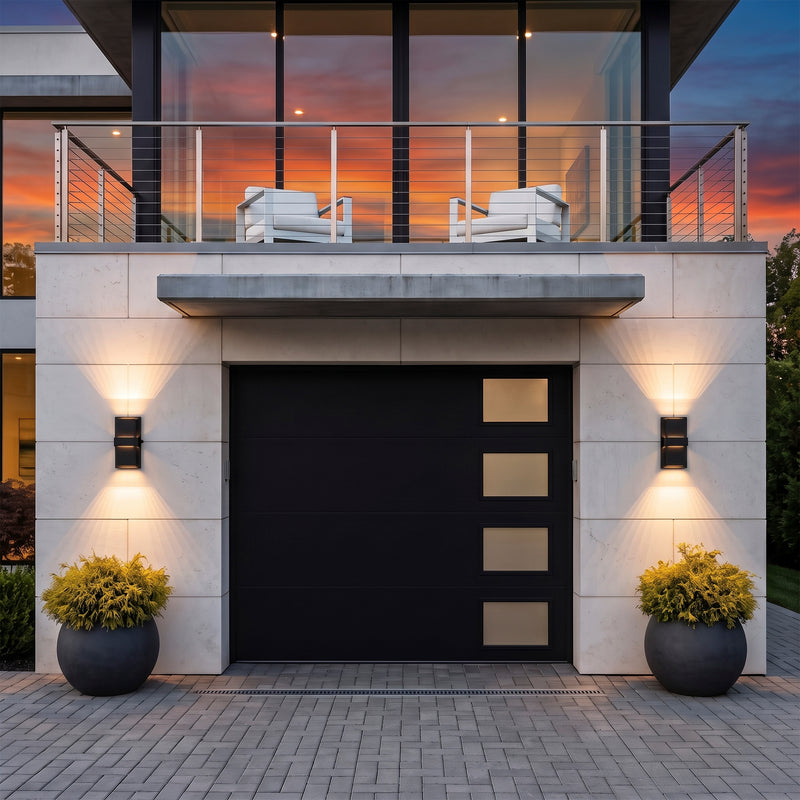 C Cattleya 13-Inch Matte Black Dusk to Dawn LED Outdoor Wall Light,Up & Down Lighting