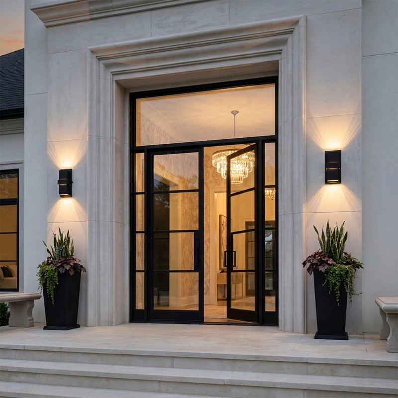 C Cattleya 13-Inch Matte Black Dusk to Dawn LED Outdoor Wall Light,Up & Down Lighting