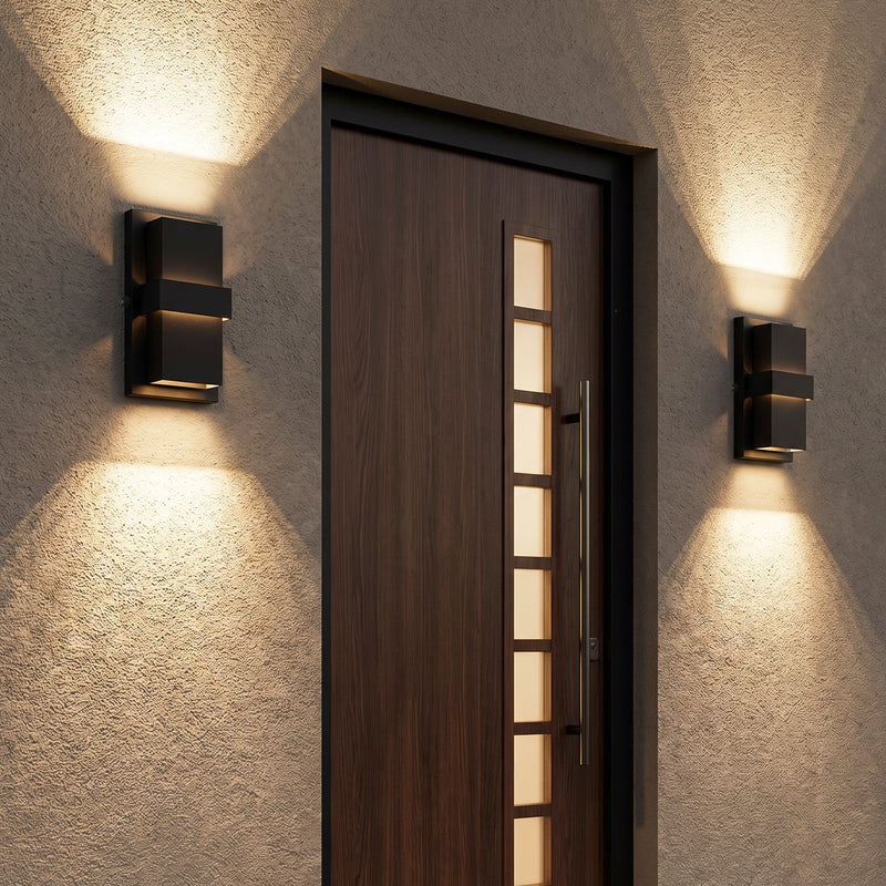 C Cattleya 13-Inch Matte Black Dusk to Dawn LED Outdoor Wall Light,Up & Down Lighting