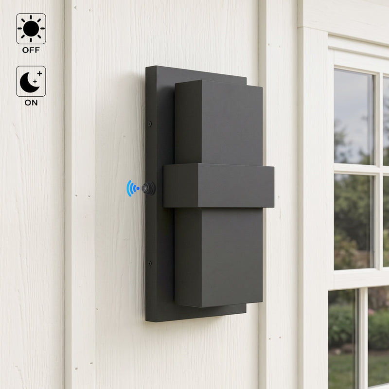 C Cattleya 13-Inch Matte Black Dusk to Dawn LED Outdoor Wall Light,Up & Down Lighting