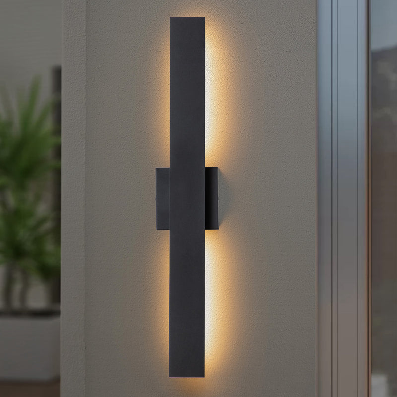 2-Light Matte Black Aluminum LED Outdoor Wall Sconce