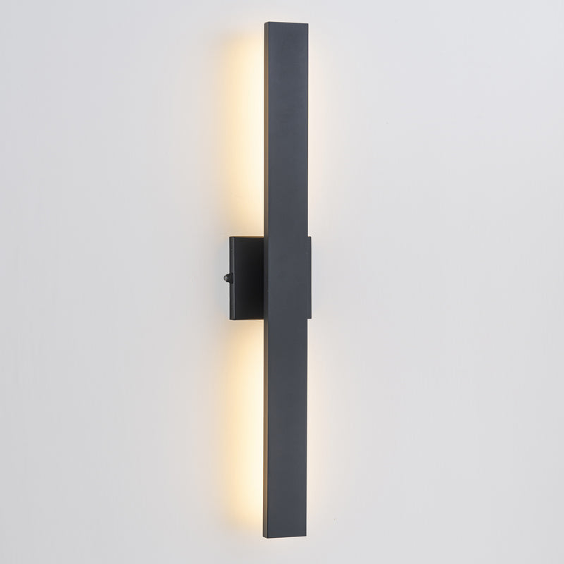 C Cattleya 32-Inch Matte Black Dusk to Dawn Dimmable Integrated LED Outdoor Wall Lantern with Frosted Glass