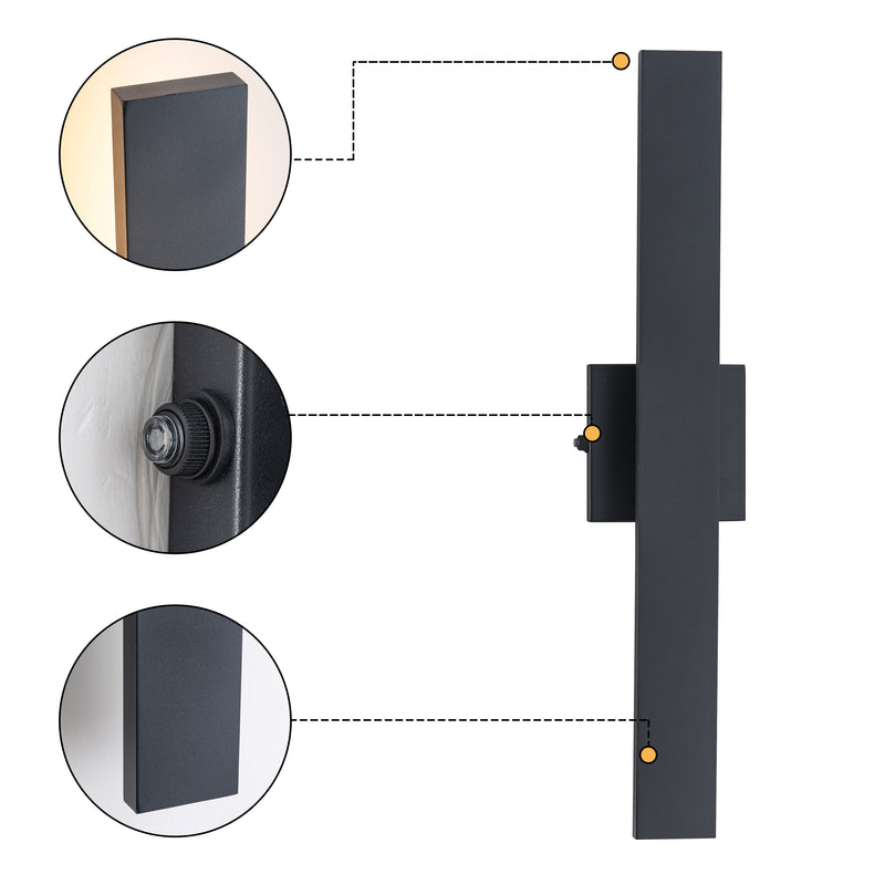 C Cattleya 22-Inch Matte Black Dusk to Dawn Dimmable Integrated LED Outdoor Wall Lantern with Frosted Glass
