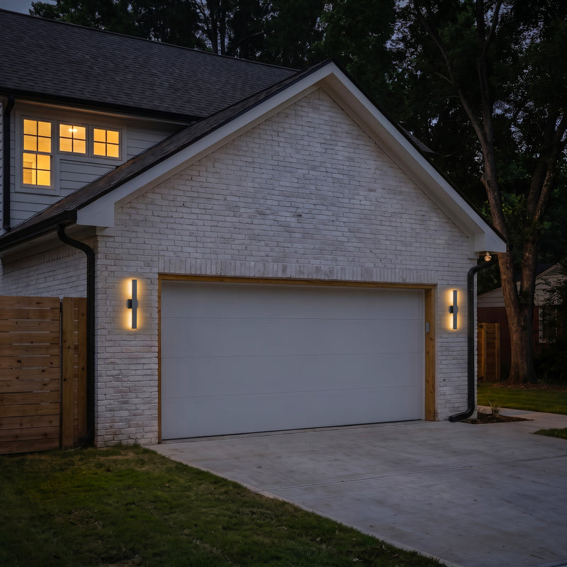 C Cattleya 22-Inch Matte Black Dusk to Dawn Dimmable Integrated LED Outdoor Wall Lantern with Frosted Glass