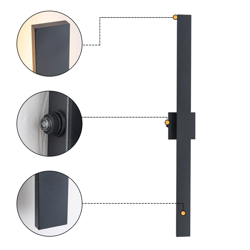 C Cattleya 40-Inch Matte Black Dusk to Dawn Dimmable Integrated LED Outdoor Wall Lantern with Frosted Glass