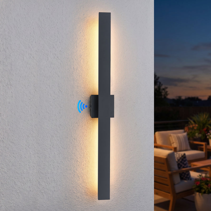 C Cattleya 40-Inch Matte Black Dusk to Dawn Dimmable Integrated LED Outdoor Wall Lantern with Frosted Glass