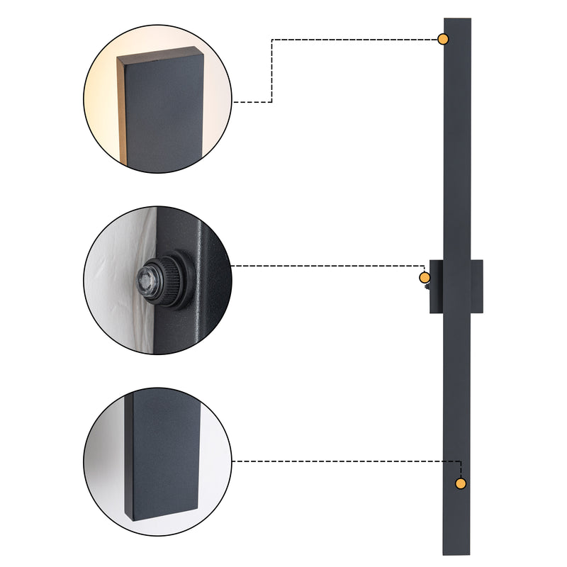C Cattleya 48-Inch Matte Black Dusk to Dawn Dimmable Integrated LED Outdoor Wall Lantern with Frosted Glass