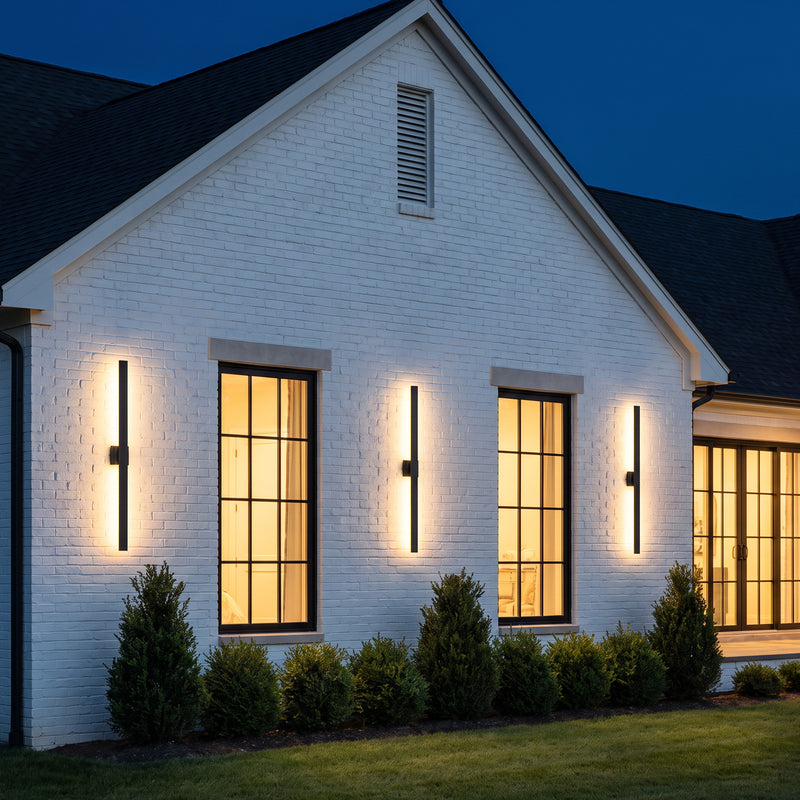 C Cattleya 48-Inch Matte Black Dusk to Dawn Dimmable Integrated LED Outdoor Wall Lantern with Frosted Glass