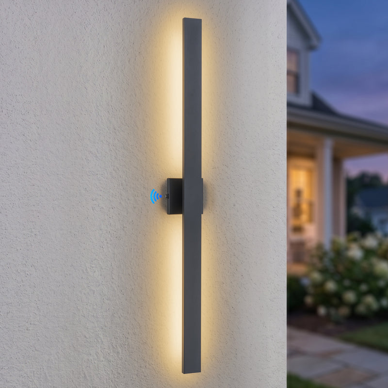 C Cattleya 48-Inch Matte Black Dusk to Dawn Dimmable Integrated LED Outdoor Wall Lantern with Frosted Glass