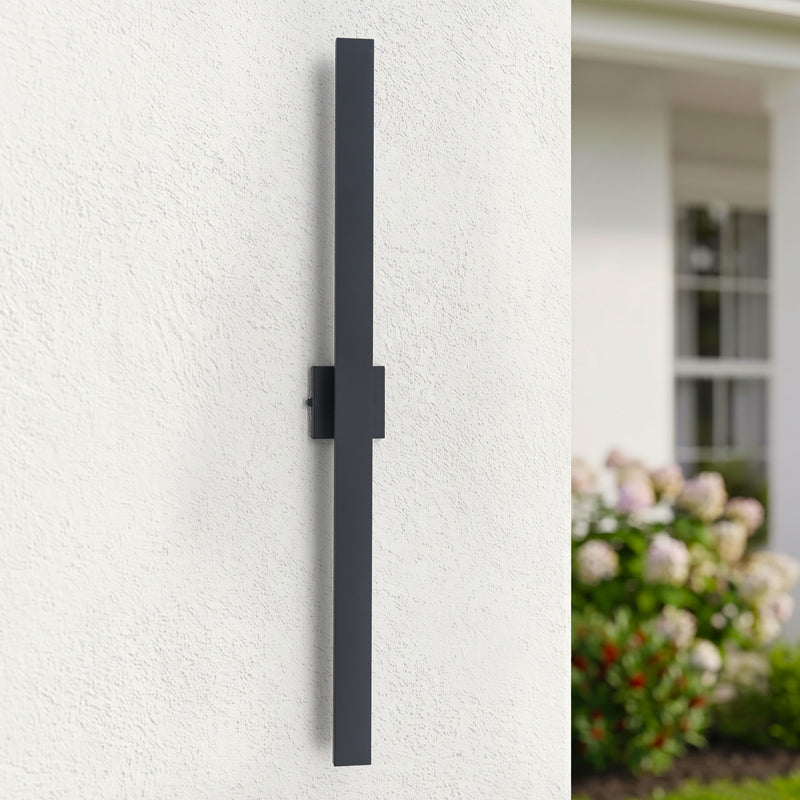 C Cattleya 48-Inch Matte Black Dusk to Dawn Dimmable Integrated LED Outdoor Wall Lantern with Frosted Glass