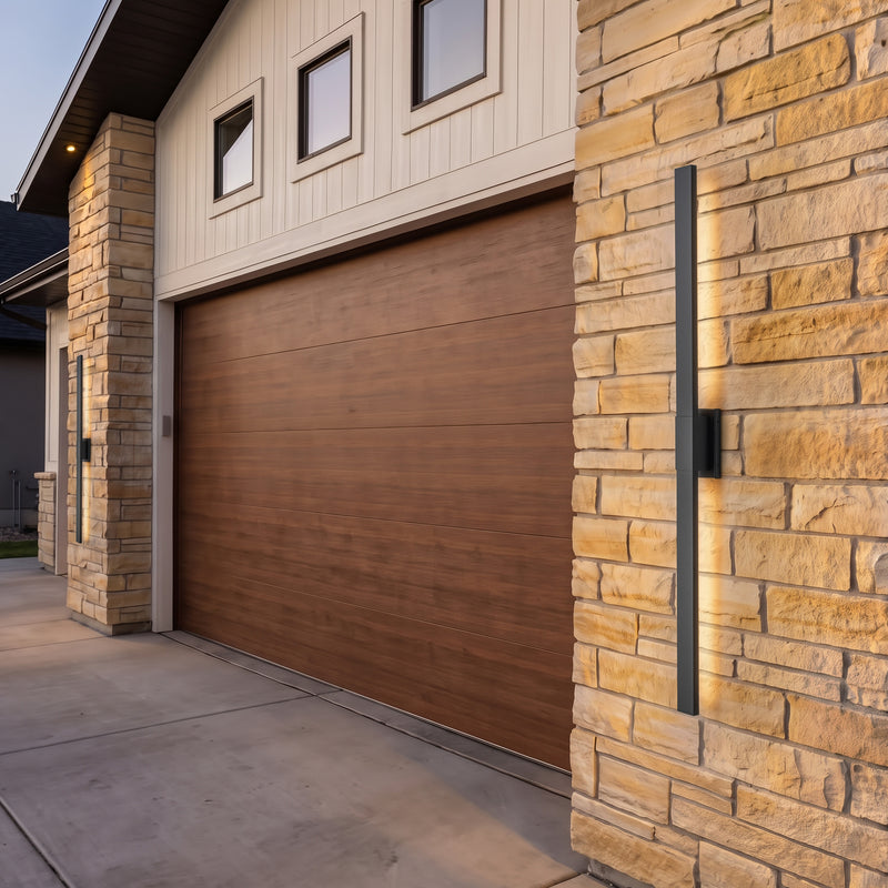 59 in. Matte Black Integrated Dimmable LED Outdoor Wall Sconce with Frosted Glass, 3000K