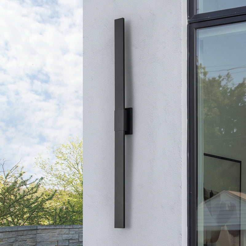 59 in. Matte Black Integrated Dimmable LED Outdoor Wall Sconce with Frosted Glass, 3000K