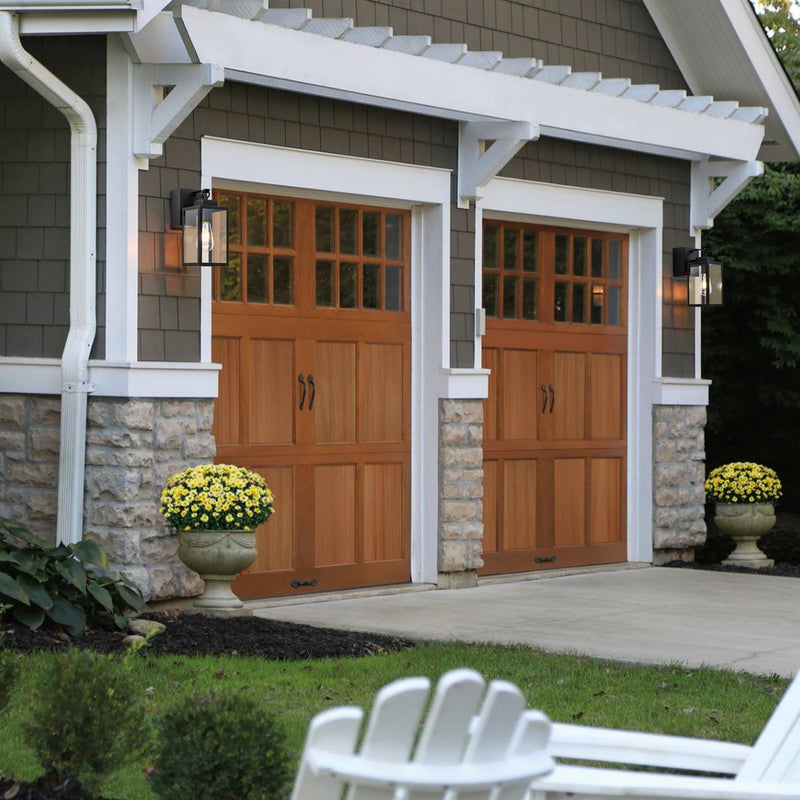 1-Light Matte Black Aluminum Outdoor Wall Lantern with GFCI Outlet