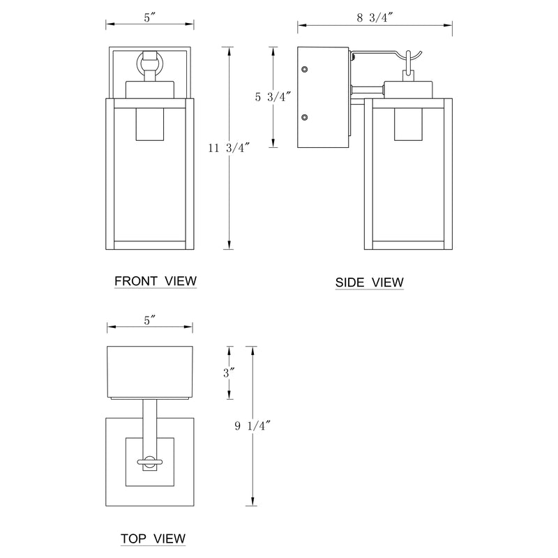1-Light Matte Black Aluminum Outdoor Wall Lantern with GFCI Outlet