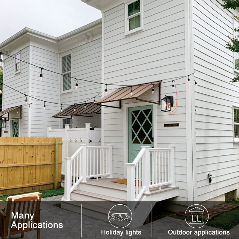 1-Light Matte Black Aluminum Outdoor Wall Lantern with GFCI Outlet