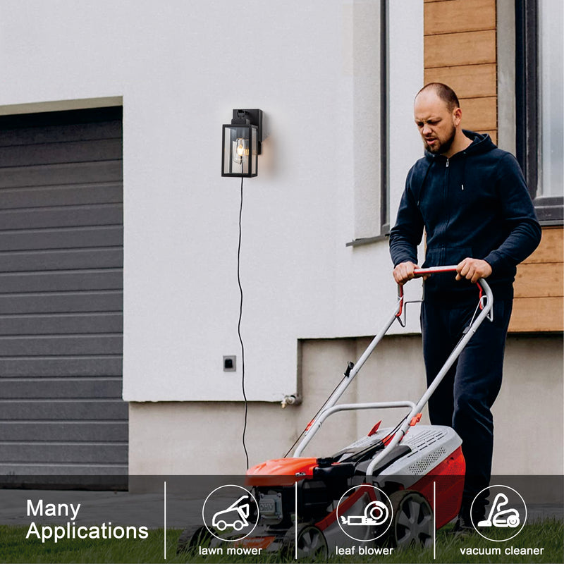 1-Light Matte Black Aluminum Outdoor Wall Lantern with GFCI Outlet