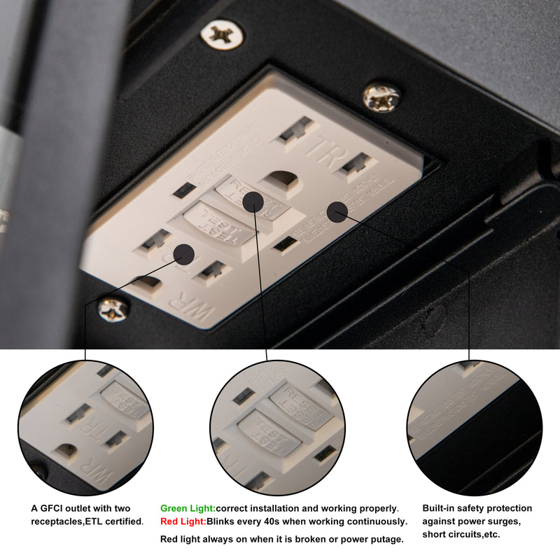 1-Light Matte Black Aluminum Outdoor Wall Lantern with GFCI Outlet