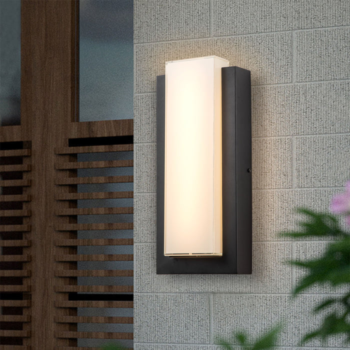Matte Black LED Outdoor Wall Lantern with Glass Shade