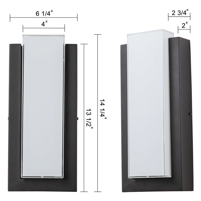 Matte Black LED Outdoor Wall Lantern with Glass Shade