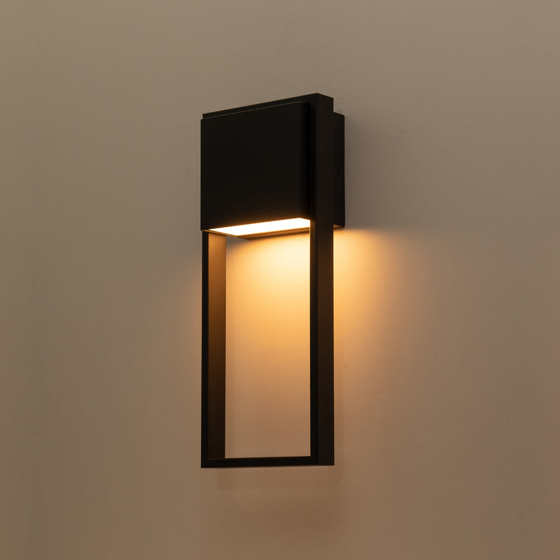 1-Light Matte Black LED Outdoor Wall Lantern Sconce