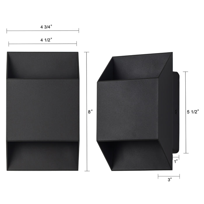 2-Light Matte Black Aluminum LED Outdoor Wall Lights(2-Pack)