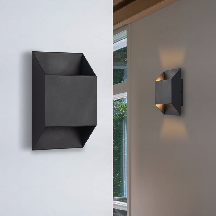 2-Light Matte Black Aluminum LED Outdoor Wall Lights(2-Pack)