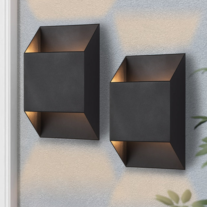 2-Light Matte Black Aluminum LED Outdoor Wall Lights(2-Pack)