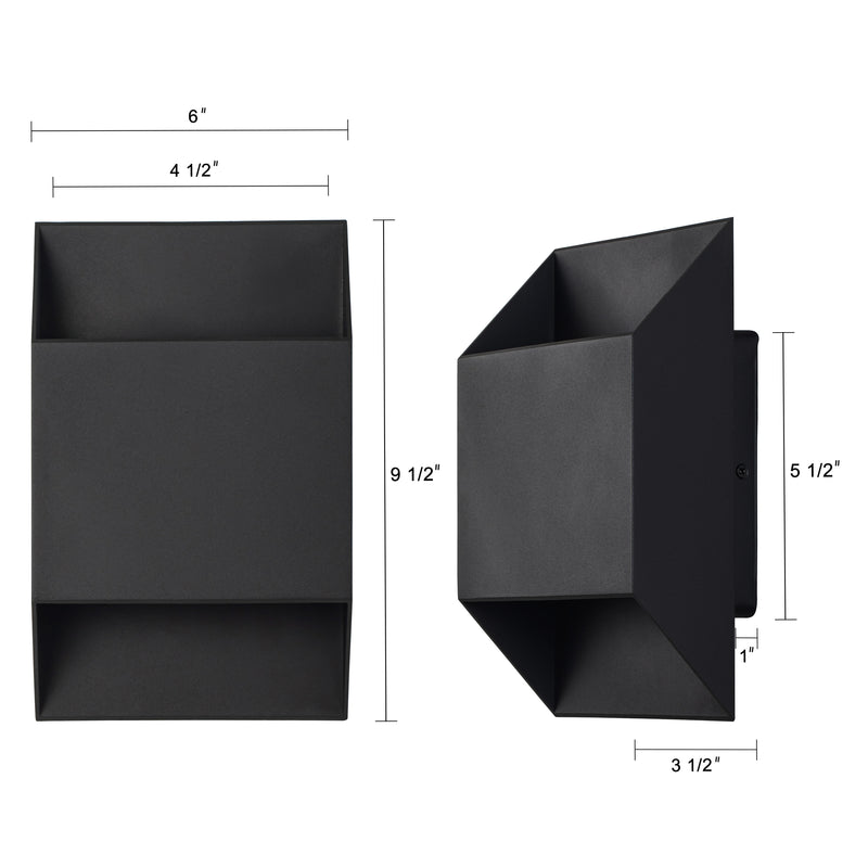 2-Light Matte Black Aluminum LED Outdoor Wall Lights(2-Pack)