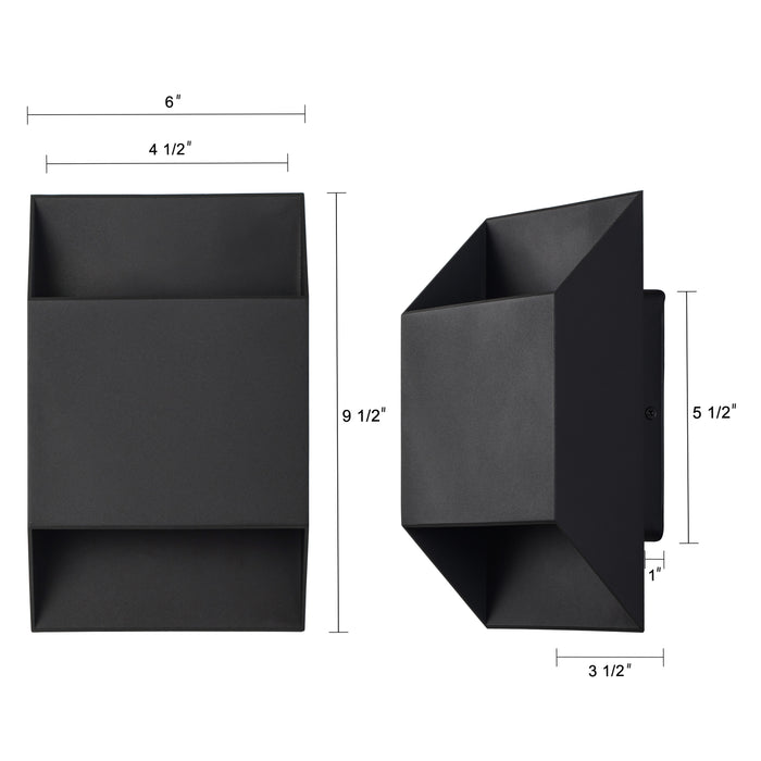 2-Light Matte Black Aluminum LED Outdoor Wall Lights(2-Pack)