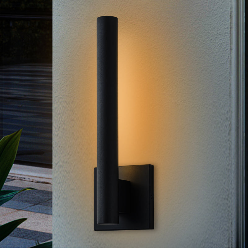 C Cattleya 15.25-in H Matte Black Hardwired Integrated LED Outdoor Wall Light