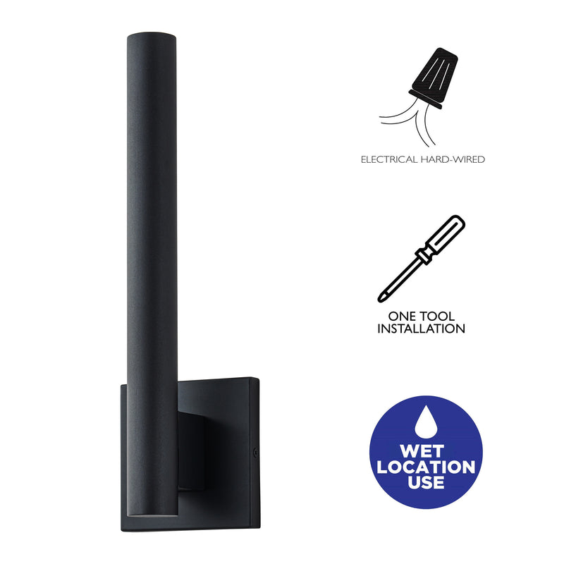 C Cattleya 15.25-in H Matte Black Hardwired Integrated LED Outdoor Wall Light