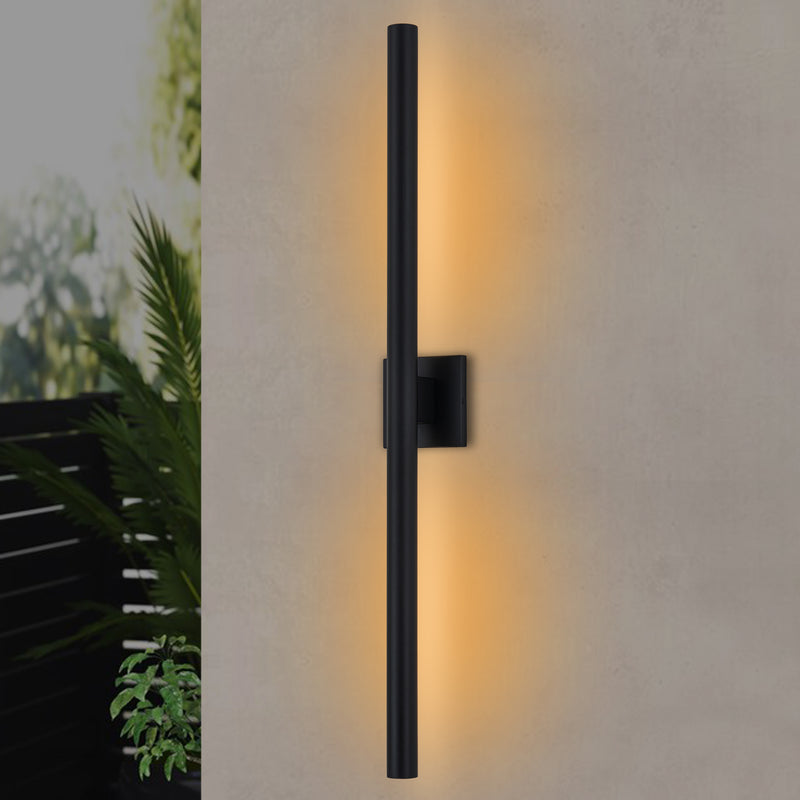 Black 2-Light 46W Dimmable LED Outdoor Wall Light with Frosted Glass Diffuser
